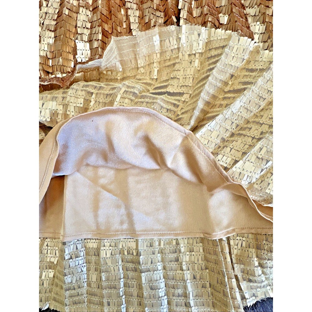 T Tahari Women's Chunky Sequined Pleated Halter Neck Party Top Blouse Gold 10 - Picture 5 of 9